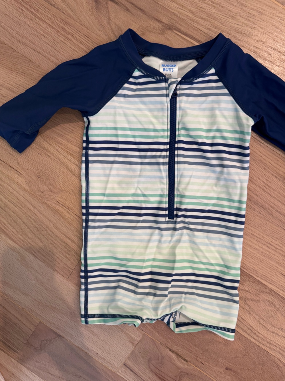 Kids Navy & Mint Stripe One-Piece Swimsuit